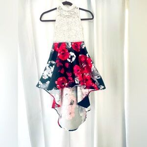 Girls Floral High-Low Halter Dress size 7/8, perfect for wedding, dance etc